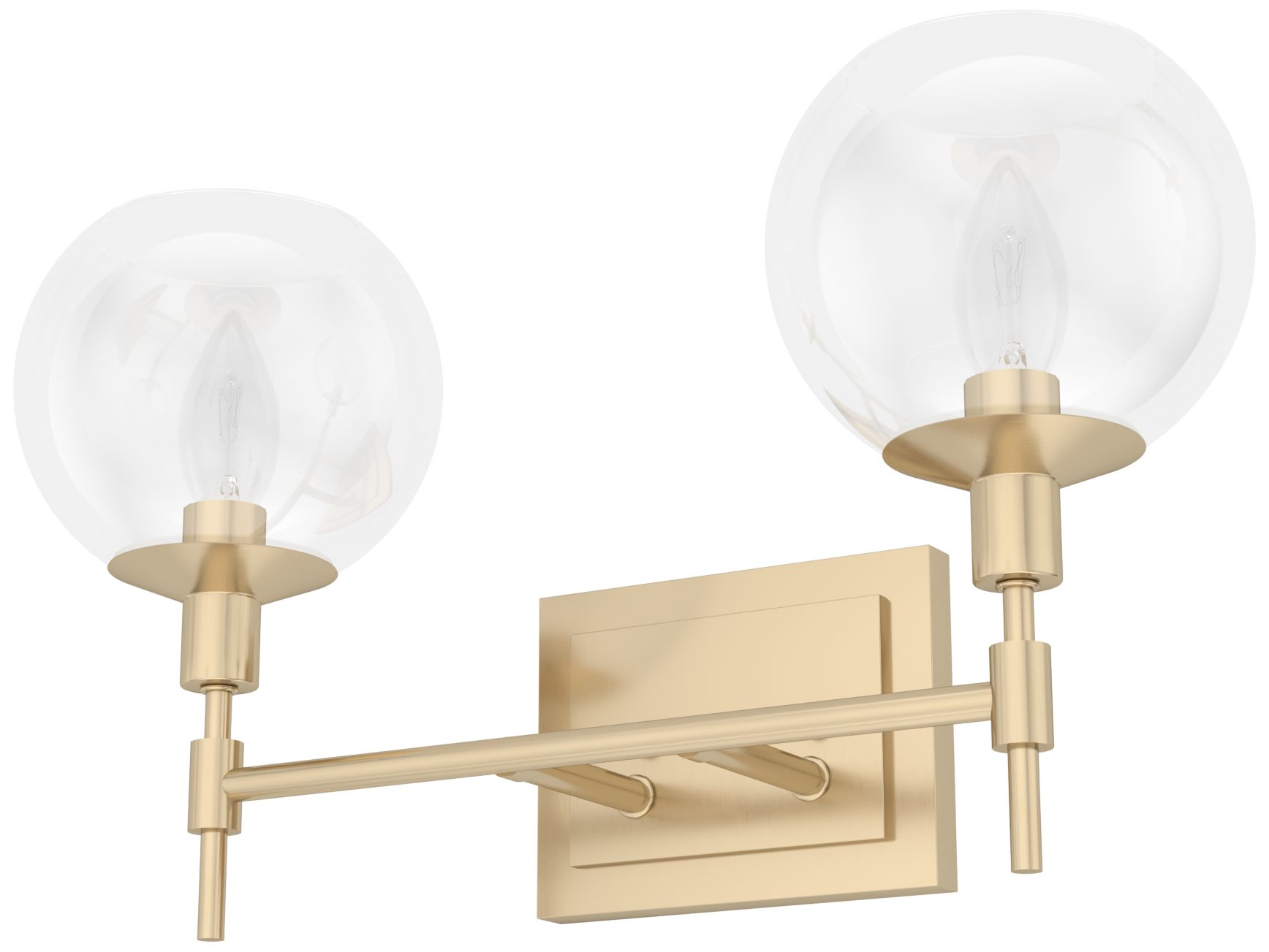 Hunter Xidane Alturas Gold with Clear Glass 2 Light Bathroom Vanity