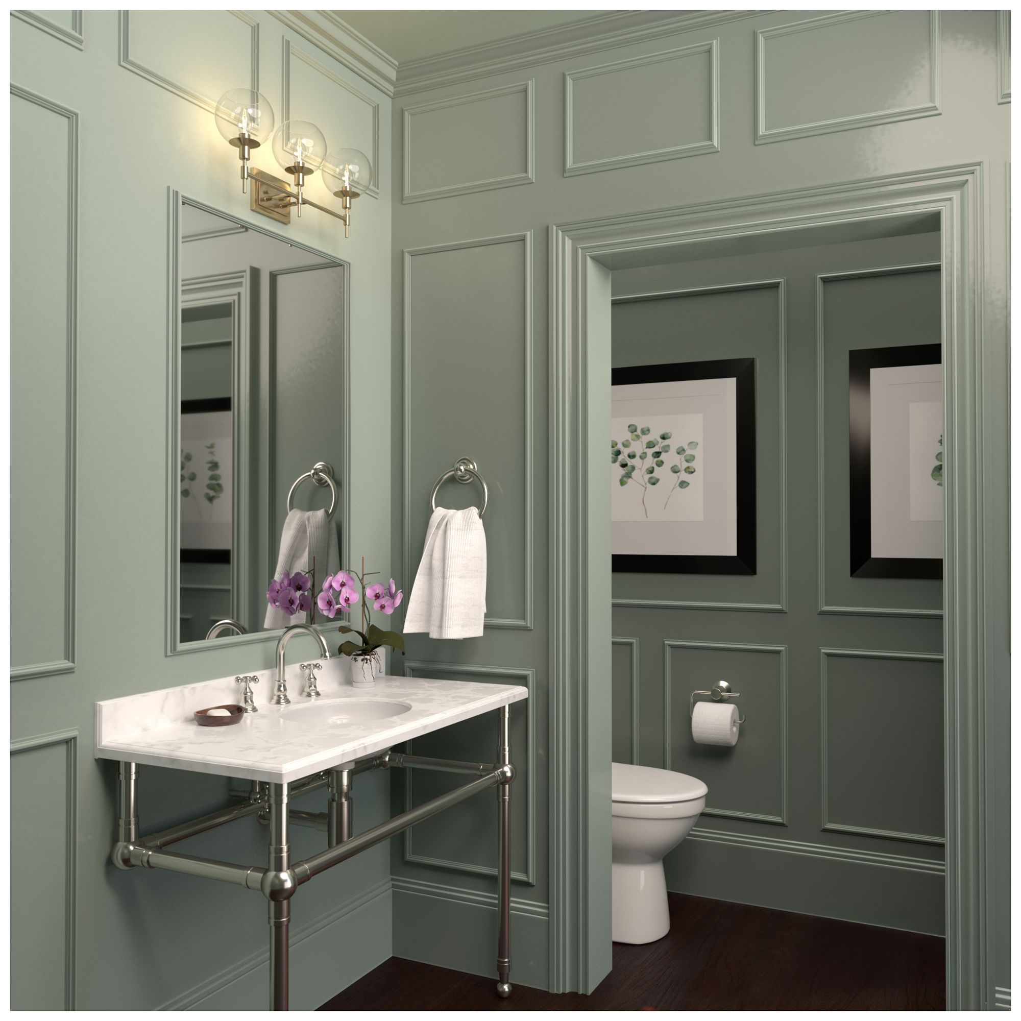 Image 4 Hunter Xidane Alturas Gold with Clear Glass 3 Light Bathroom Vanity more views