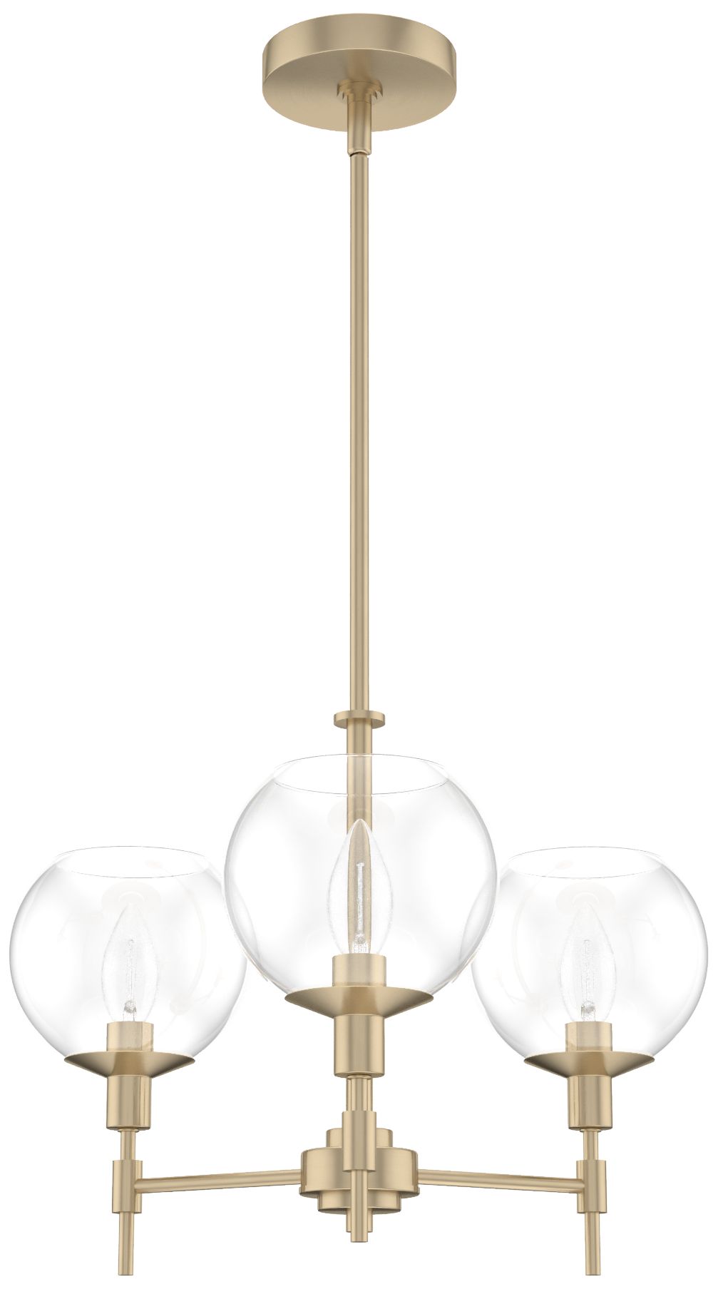 Hunter Xidane Alturas Gold with Clear Glass 3 Light Chandelier