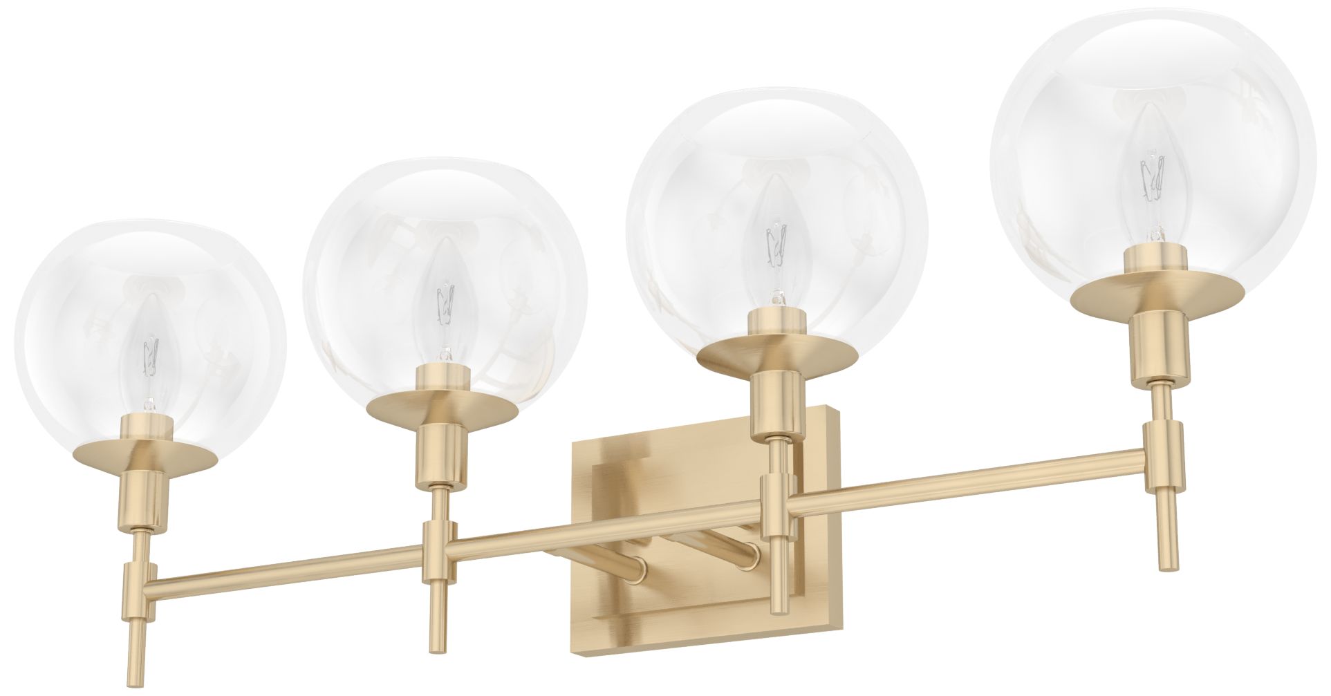 Hunter Xidane Alturas Gold with Clear Glass 4 Light Bathroom Vanity