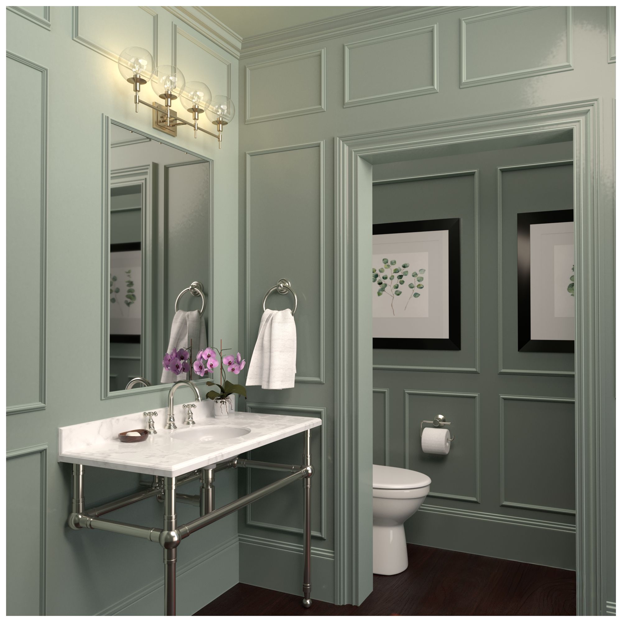 Image 4 Hunter Xidane Alturas Gold with Clear Glass 4 Light Bathroom Vanity more views