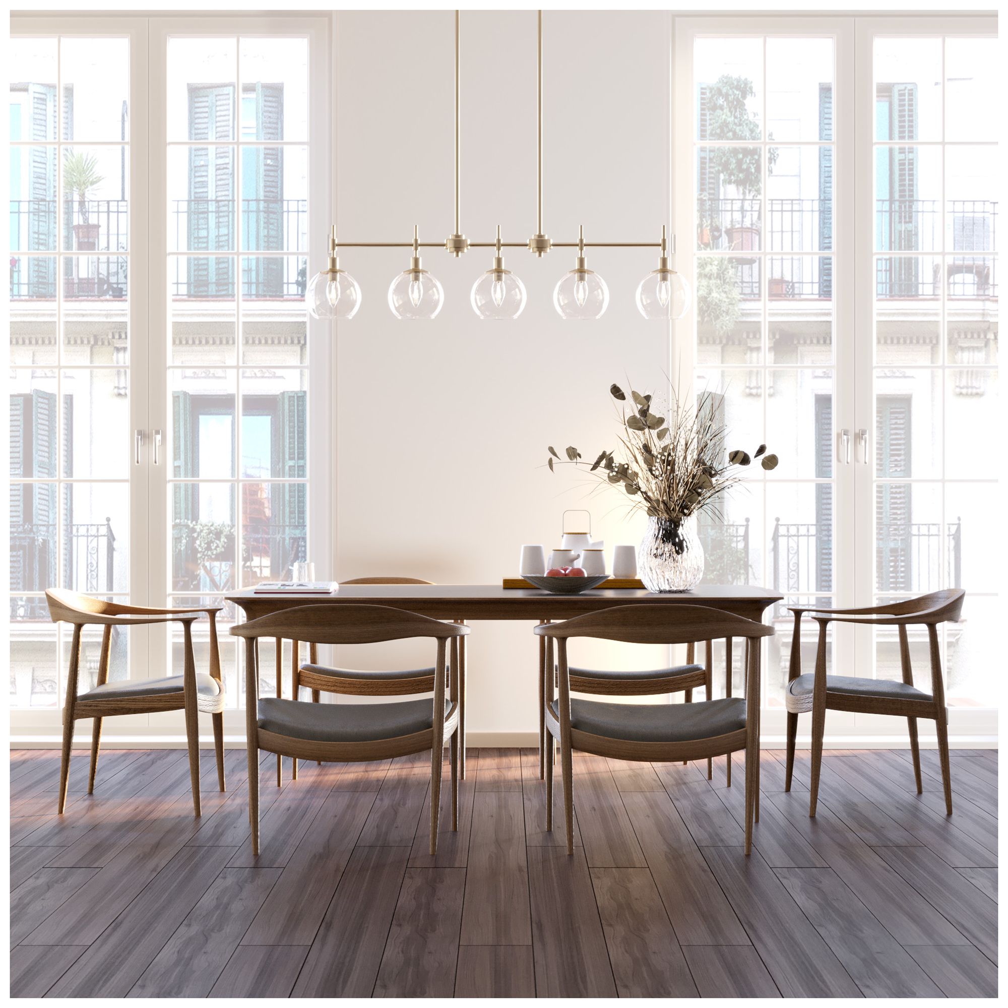 Image 2 Hunter Xidane Alturas Gold with Clear Glass 5 Light Chandelier more views