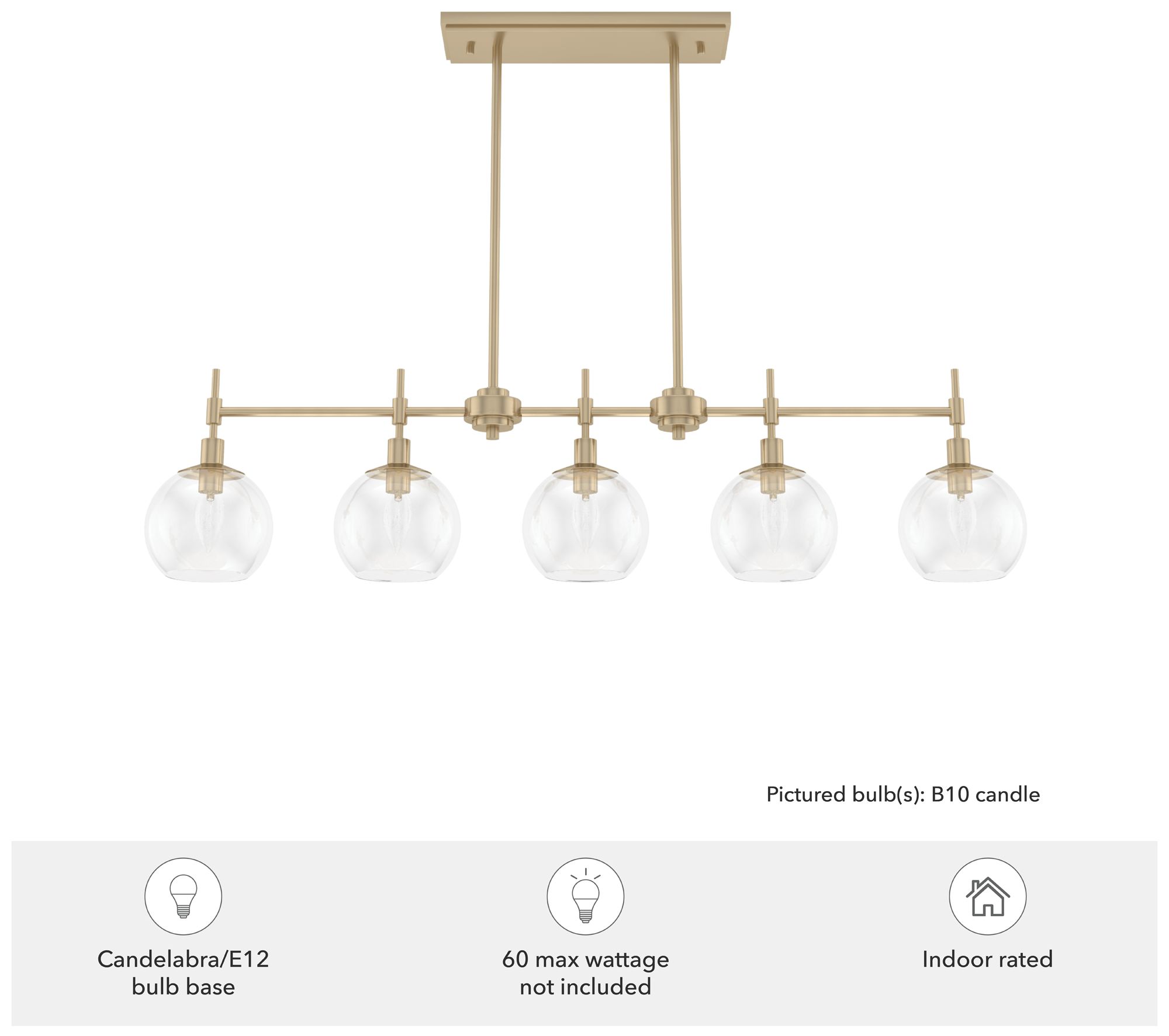Image 3 Hunter Xidane Alturas Gold with Clear Glass 5 Light Chandelier more views