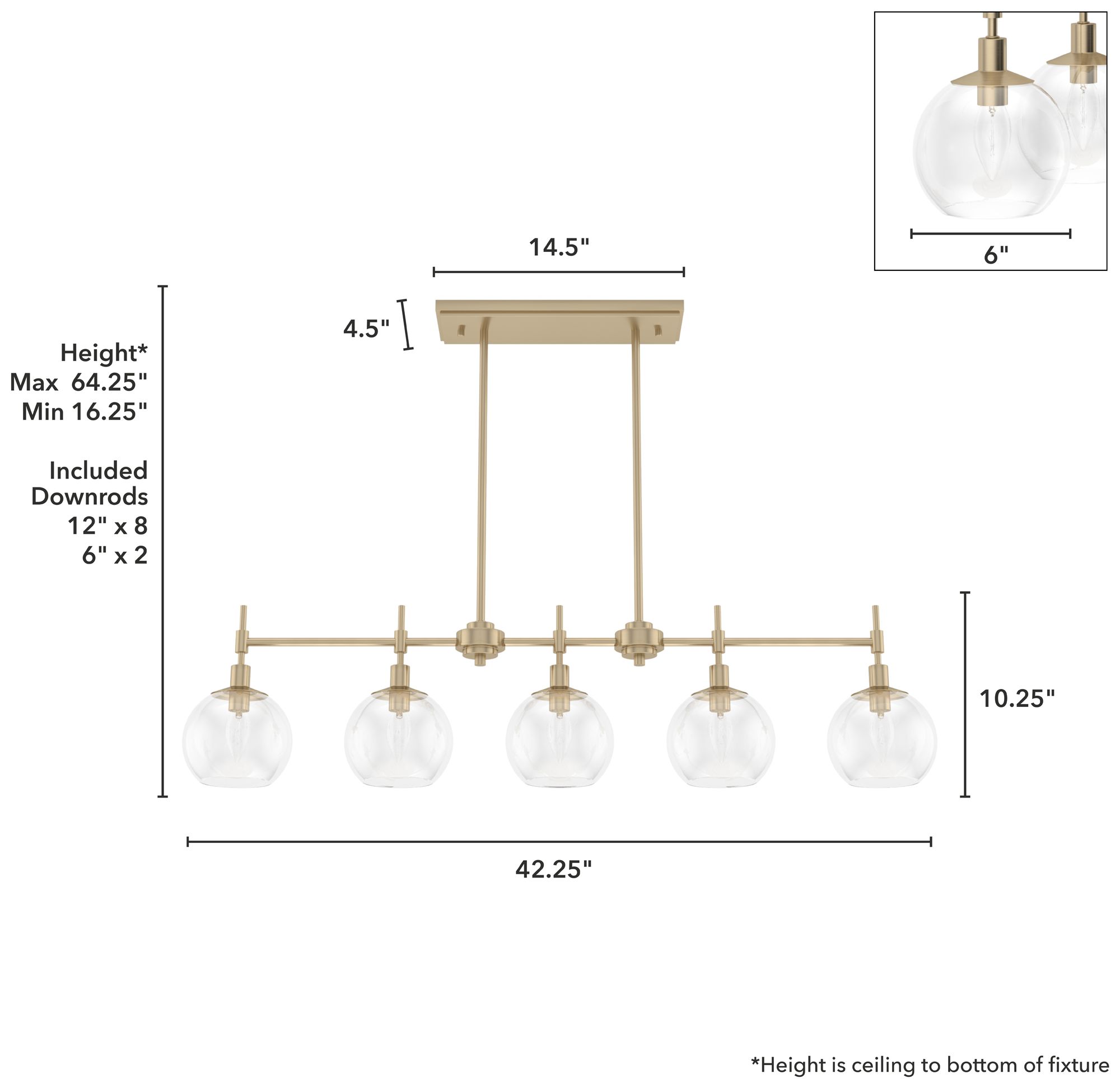 Image 5 Hunter Xidane Alturas Gold with Clear Glass 5 Light Chandelier more views