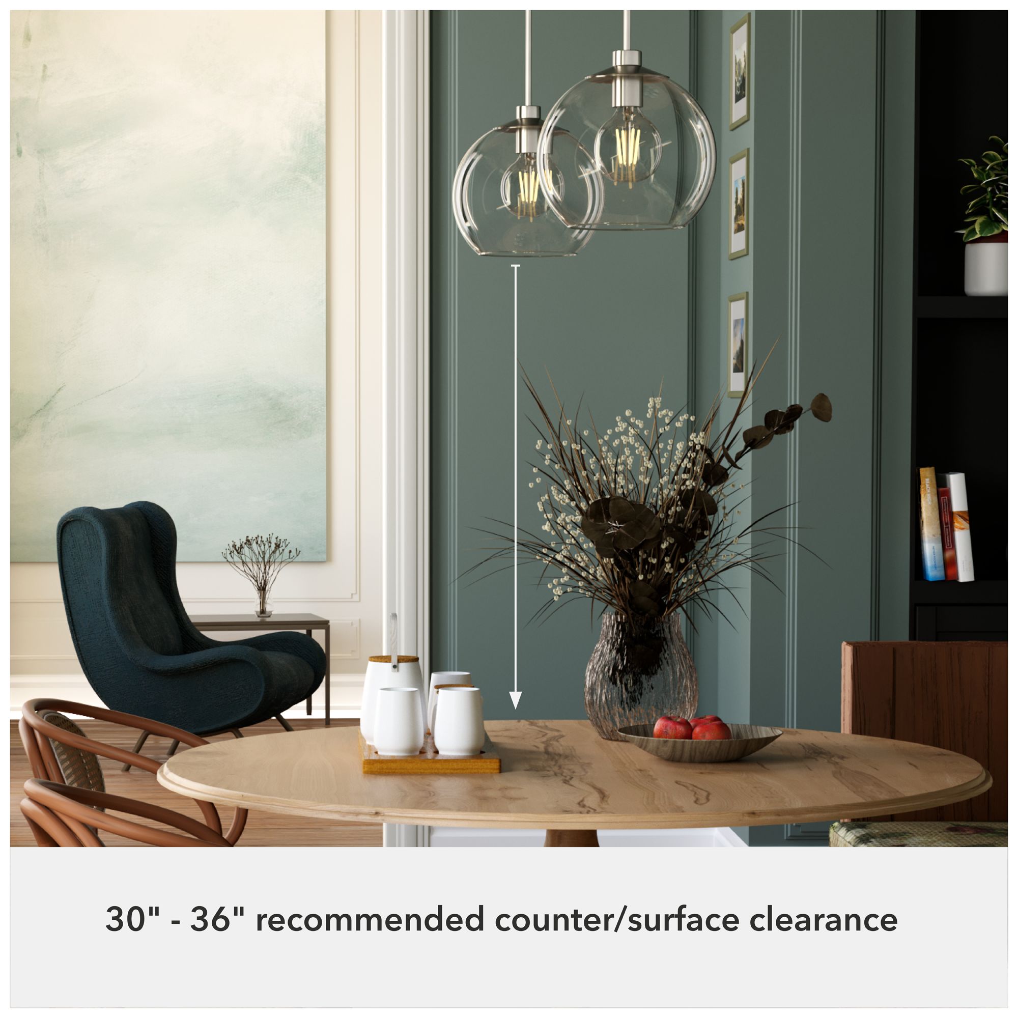 Image 3 Hunter Xidane Brushed Nickel with Clear Glass 1 Light Pendant more views