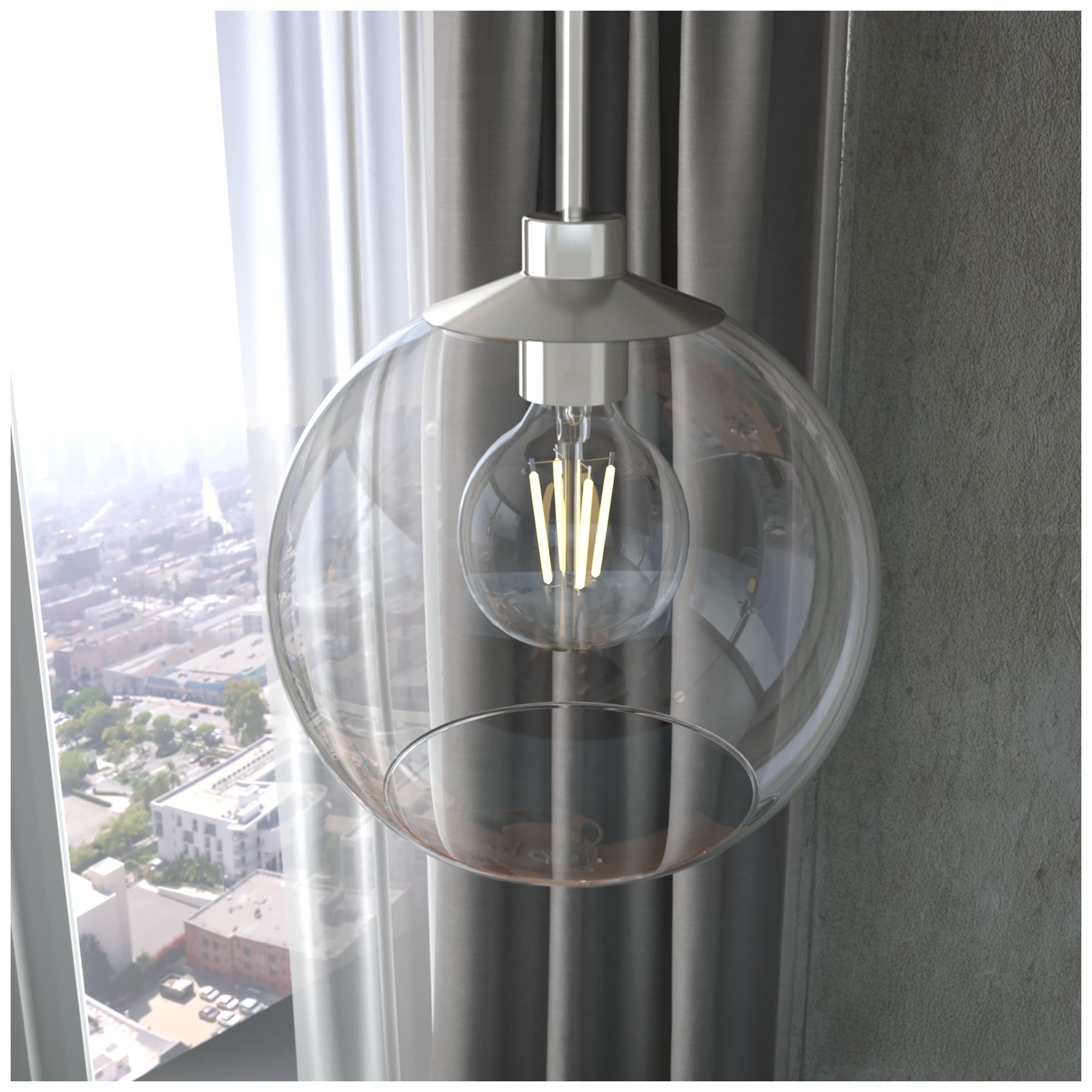 Image 5 Hunter Xidane Brushed Nickel with Clear Glass 1 Light Pendant more views