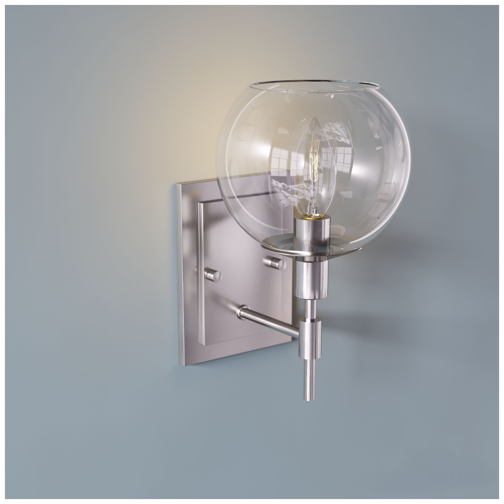 Image 5 Hunter Xidane Brushed Nickel with Clear Glass 1 Light Sconce more views