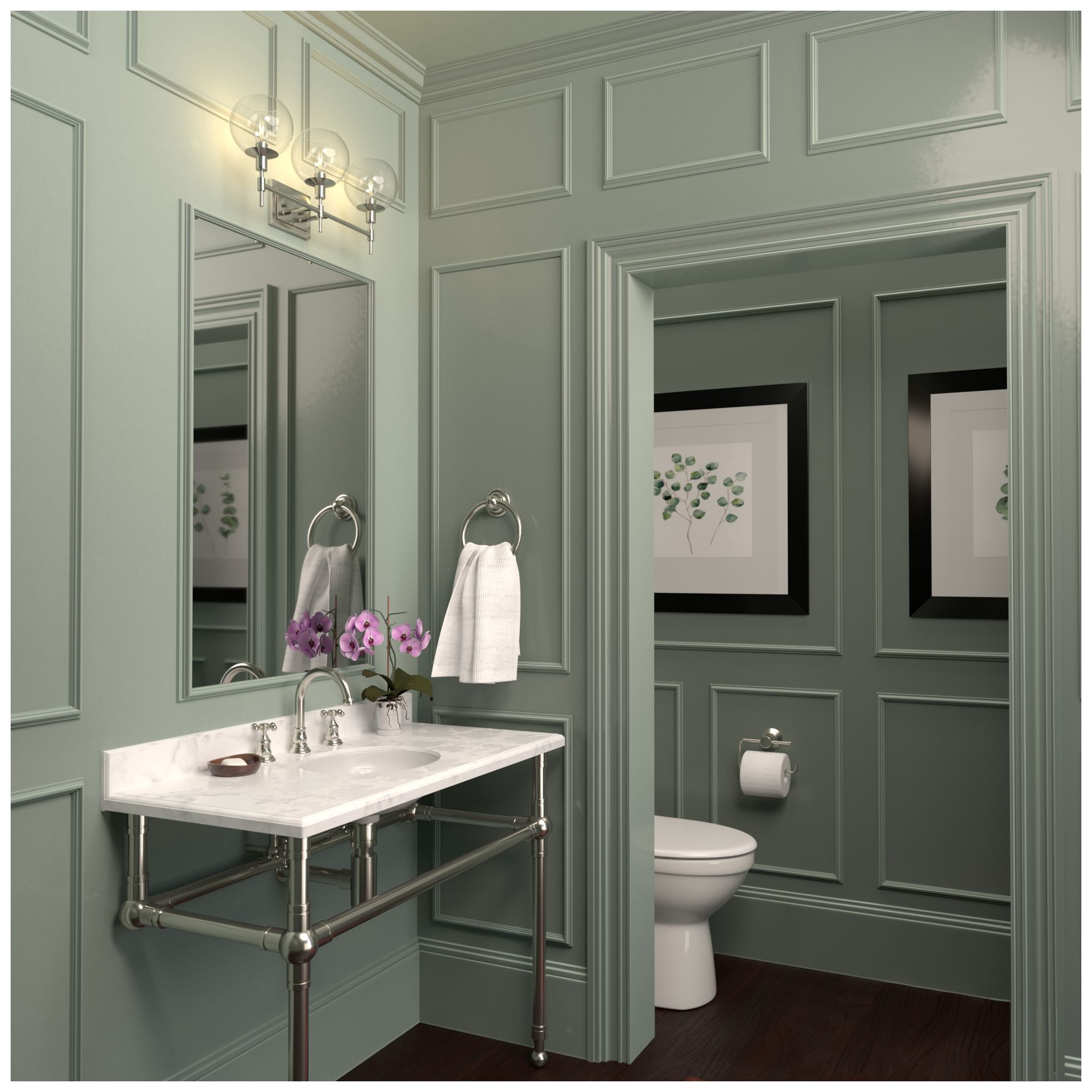 Image 4 Hunter Xidane Brushed Nickel with Clear Glass 3 Light Bathroom Vanity more views