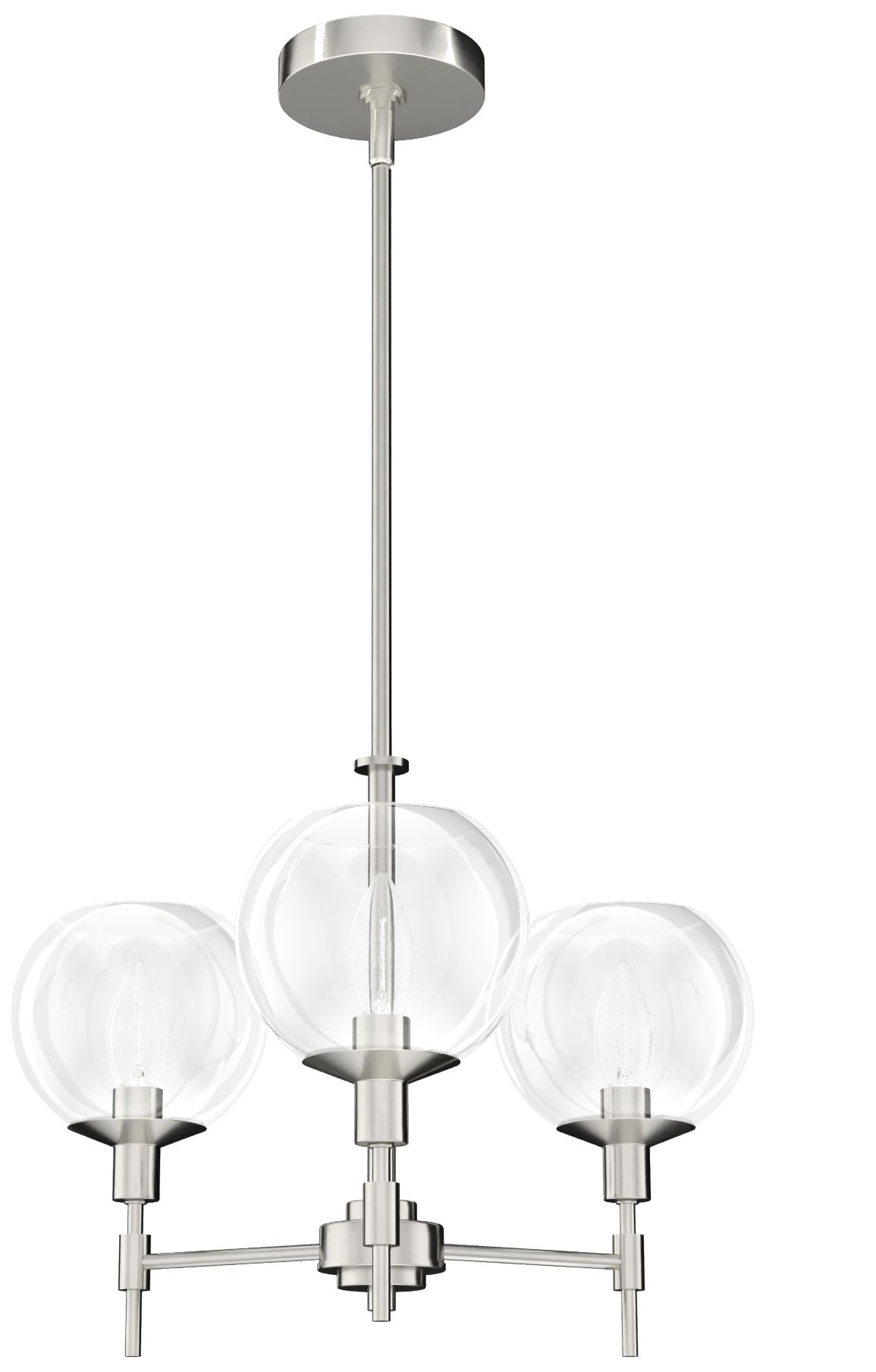 Hunter Xidane Brushed Nickel with Clear Glass 3 Light Chandelier
