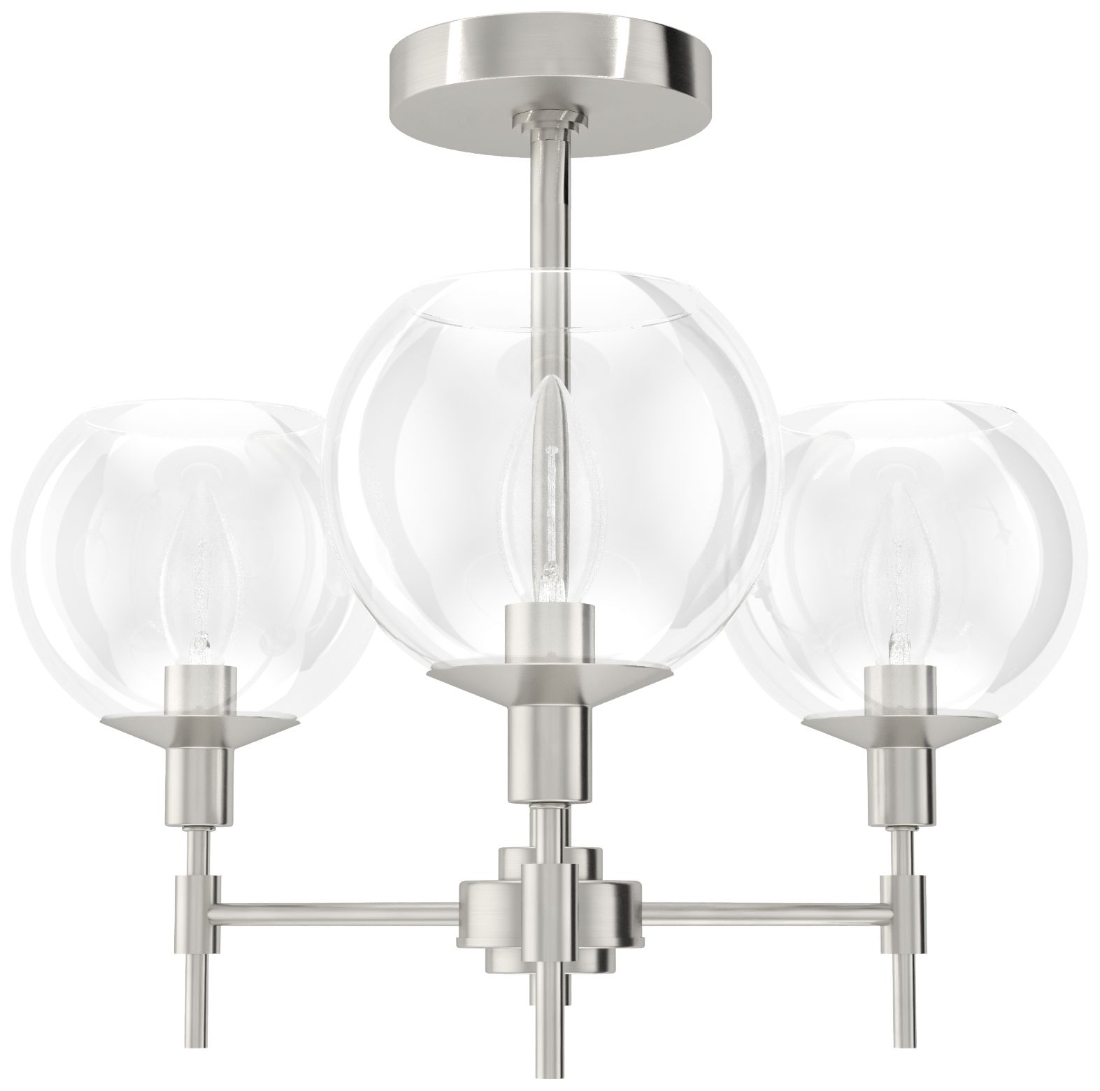 Image 3 Hunter Xidane Brushed Nickel with Clear Glass 3 Light Chandelier more views