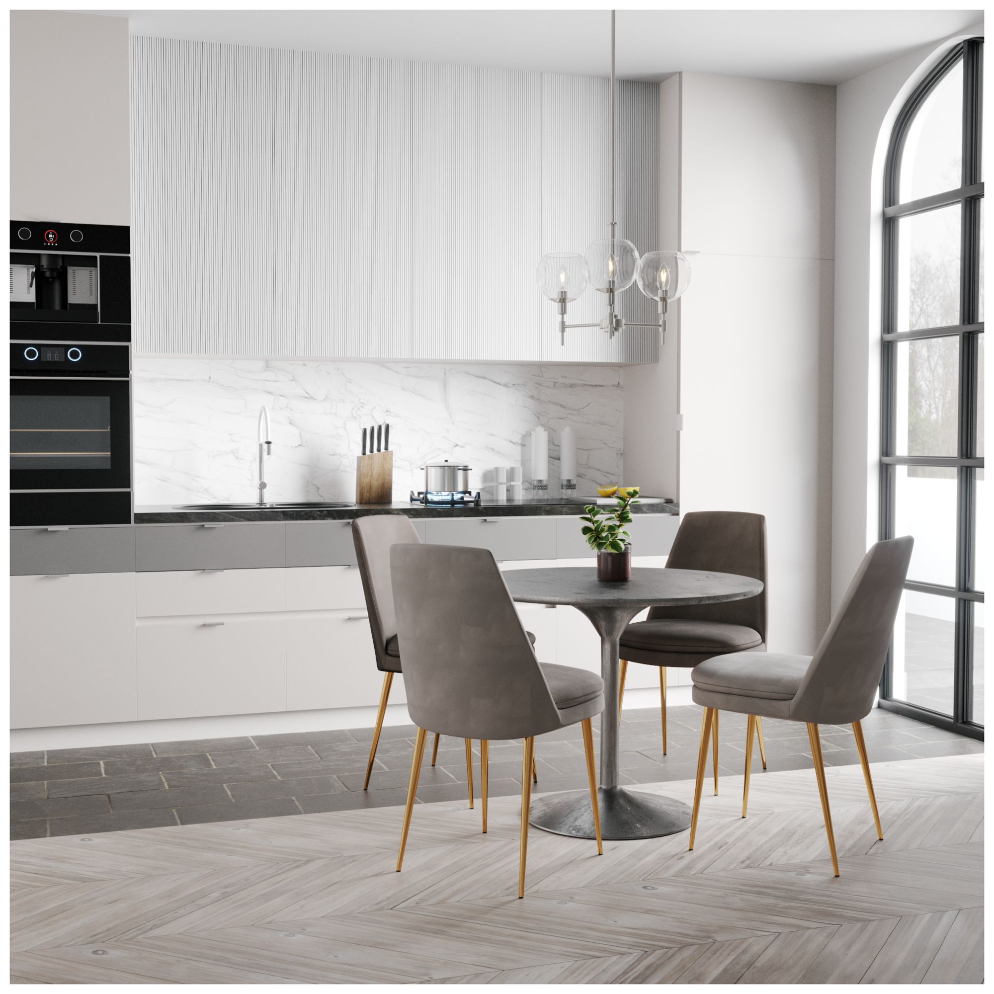 Image 4 Hunter Xidane Brushed Nickel with Clear Glass 3 Light Chandelier more views