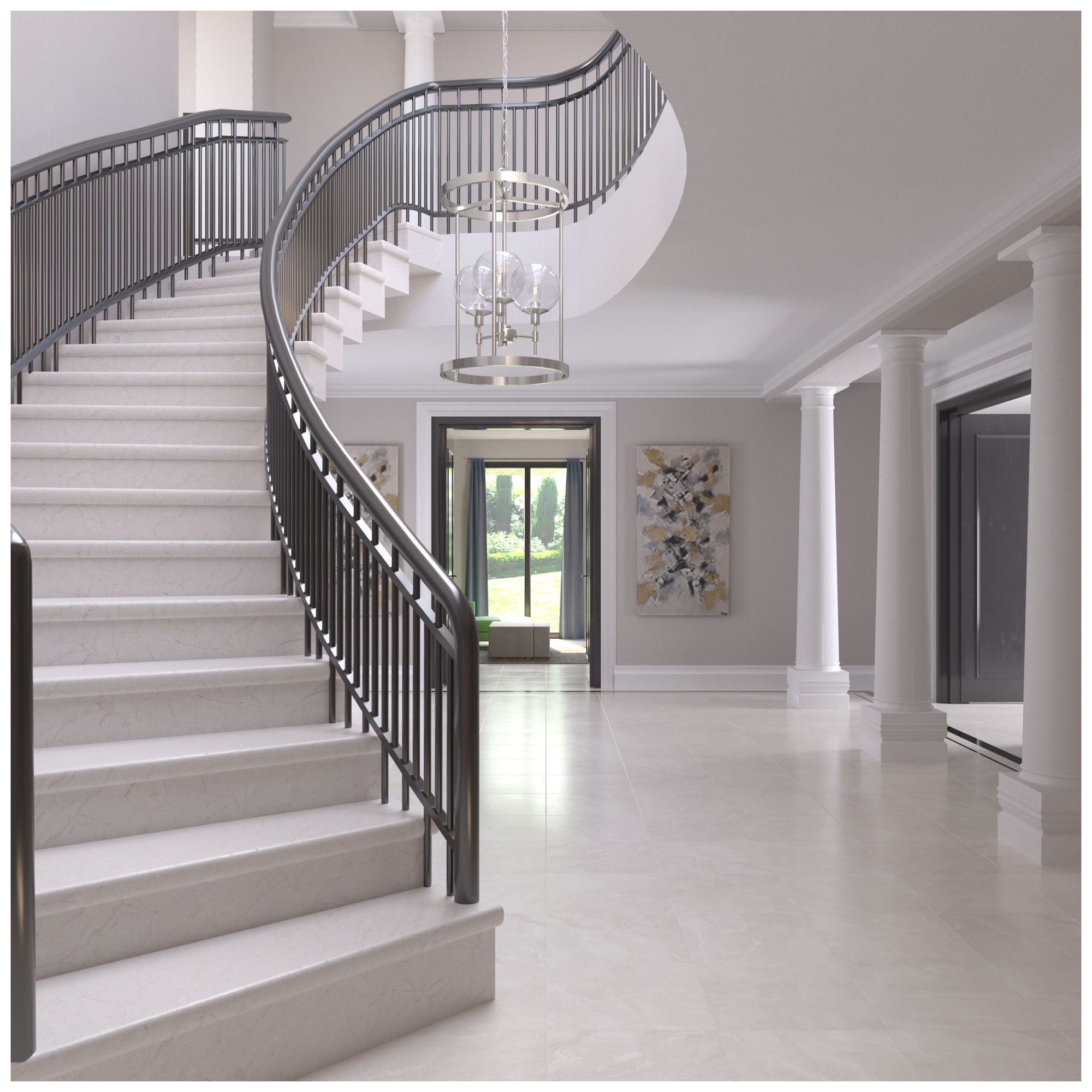 Image 3 Hunter Xidane Brushed Nickel with Clear Glass 3 Light Pendant more views