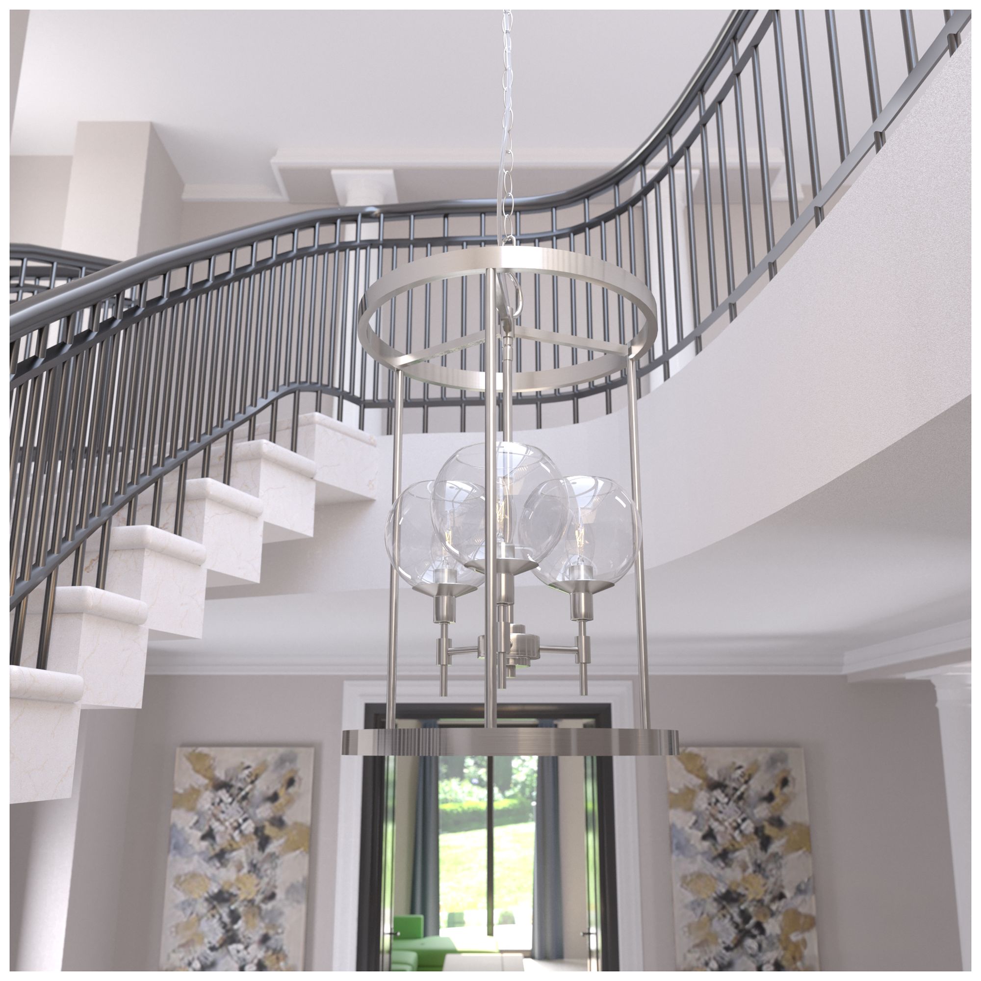 Image 4 Hunter Xidane Brushed Nickel with Clear Glass 3 Light Pendant more views