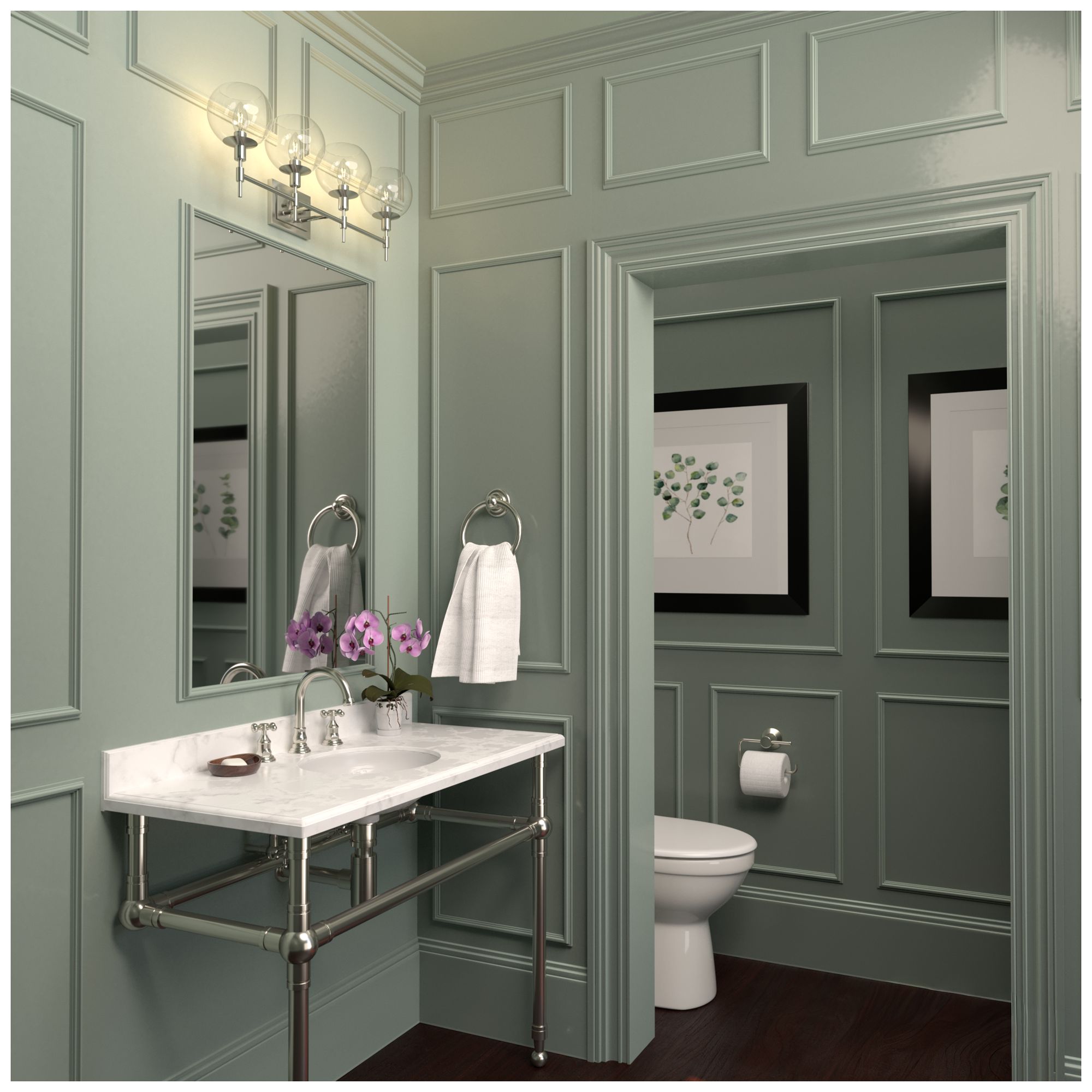 Image 4 Hunter Xidane Brushed Nickel with Clear Glass 4 Light Bathroom Vanity more views