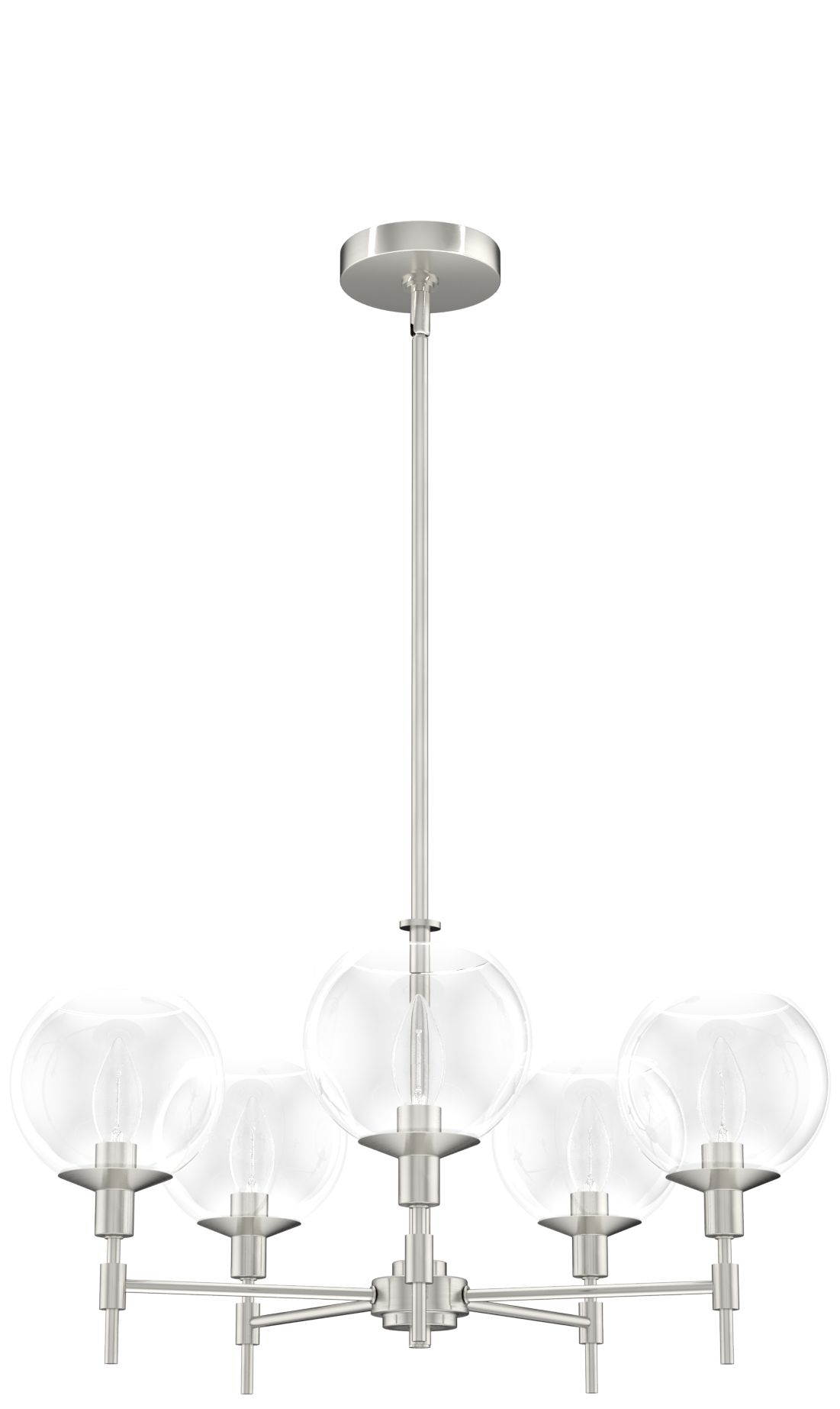 Hunter Xidane Brushed Nickel with Clear Glass 5 Light Chandelier