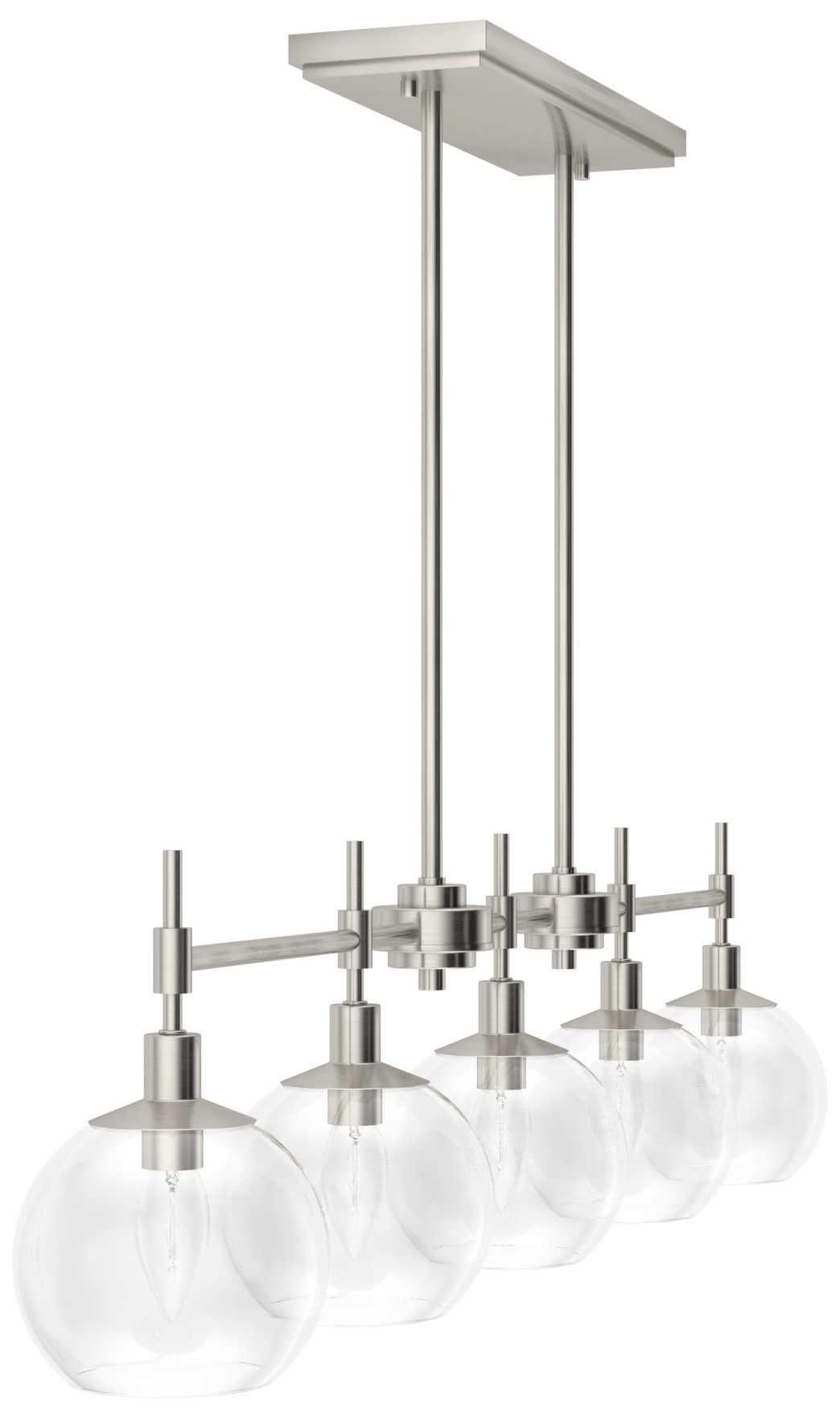 Hunter Xidane Brushed Nickel with Clear Glass 5 Light Chandelier