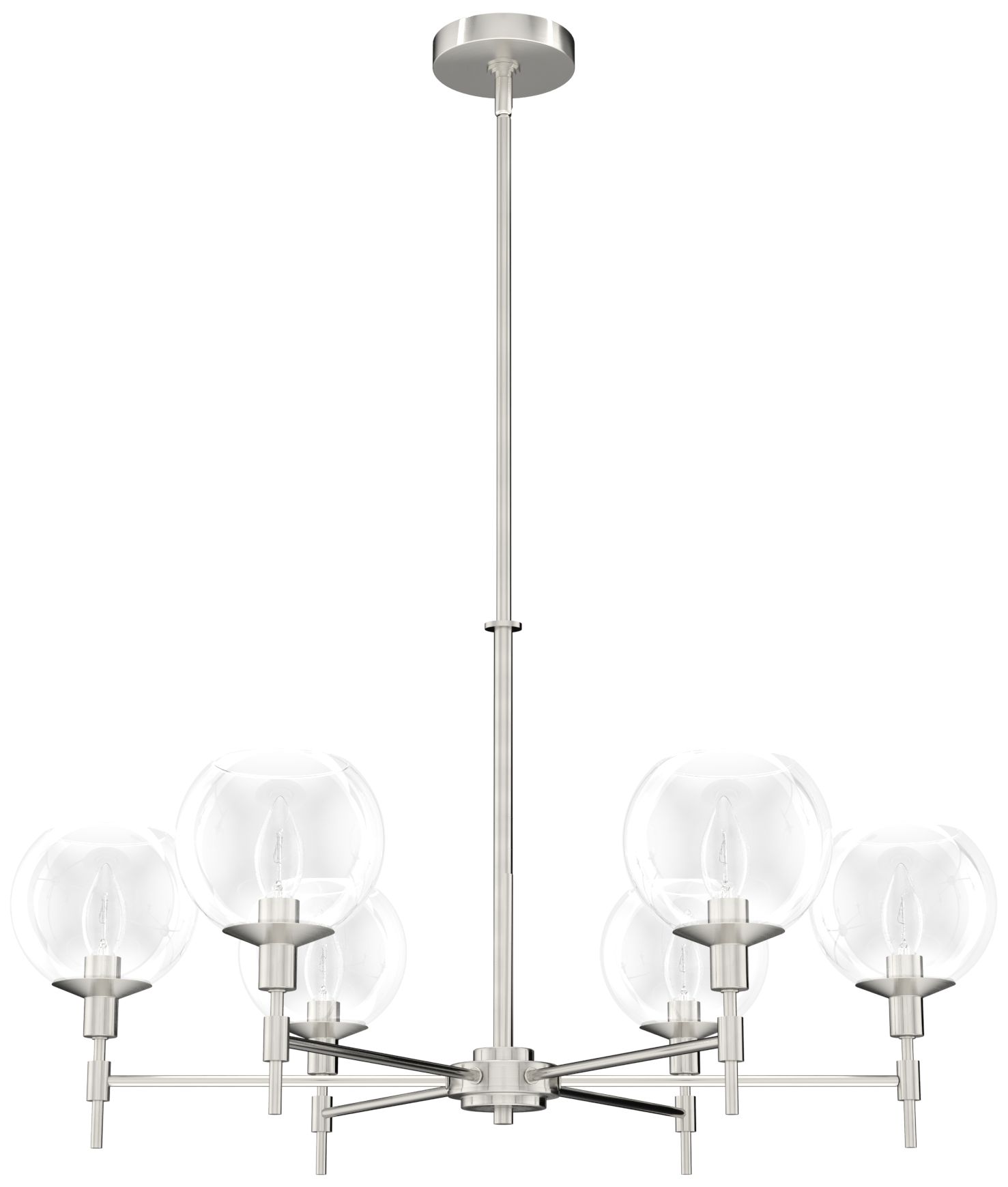 Hunter Xidane Brushed Nickel with Clear Glass 6 Light Chandelie