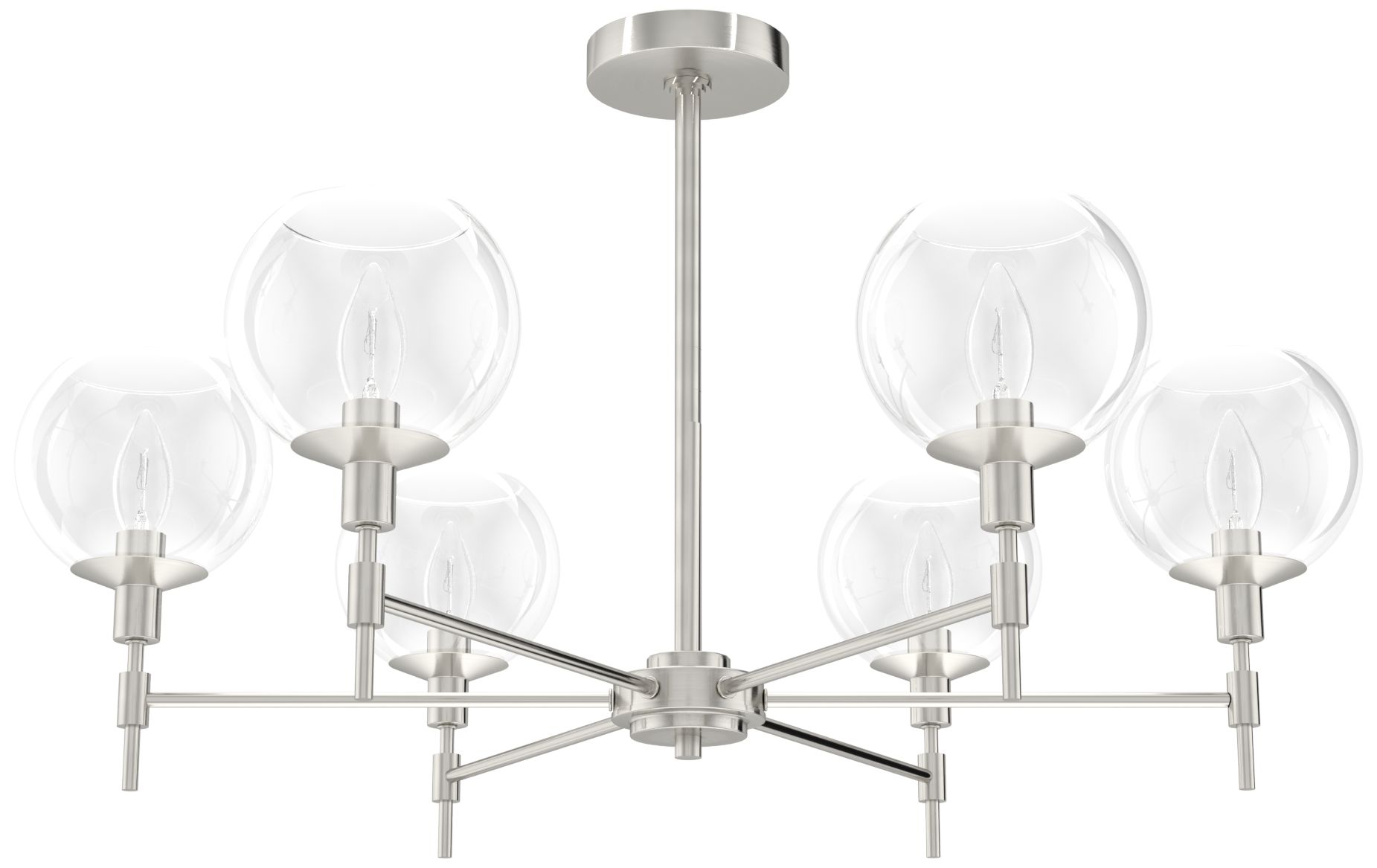 Image 3 Hunter Xidane Brushed Nickel with Clear Glass 6 Light Chandelie more views