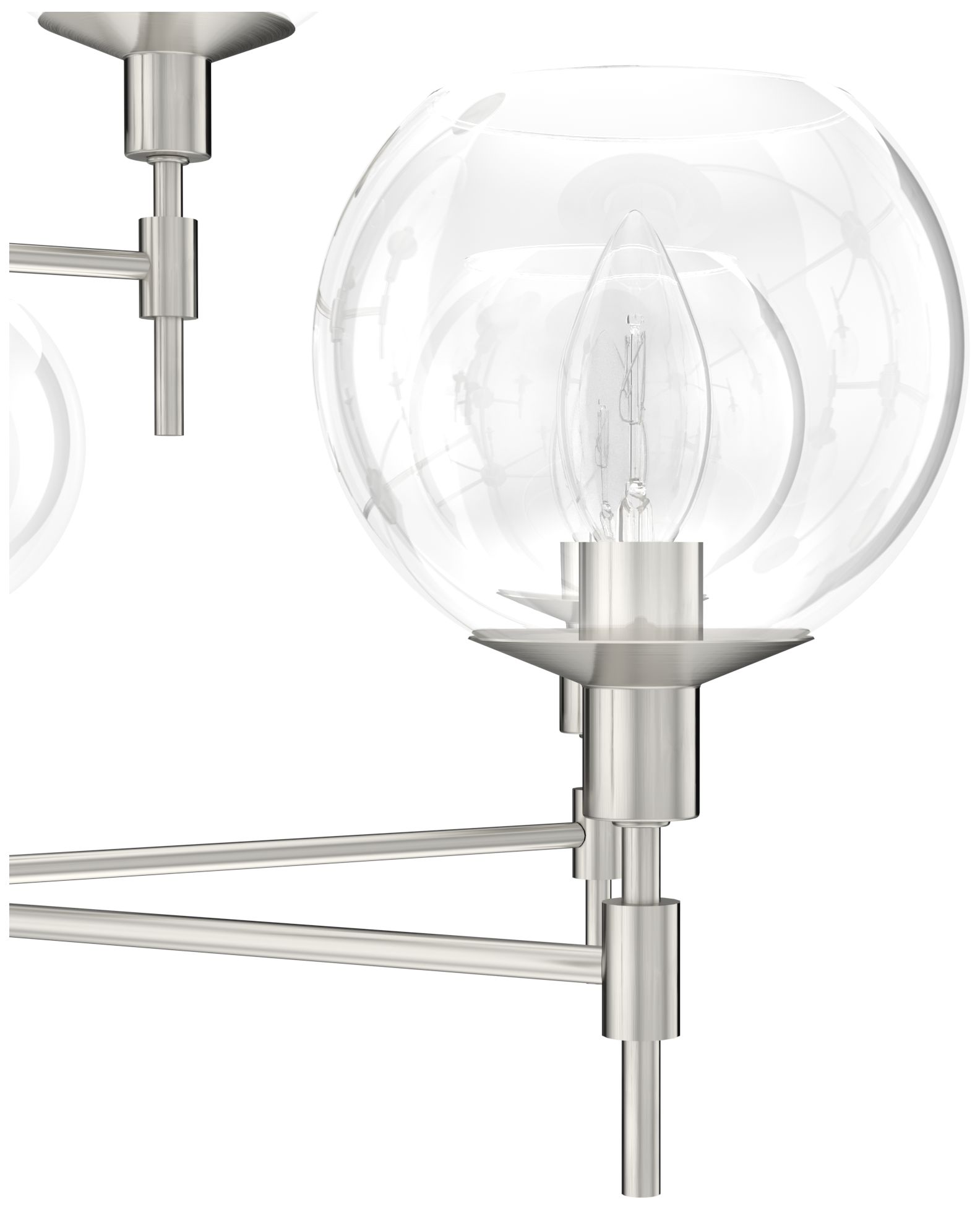 Image 2 Hunter Xidane Brushed Nickel with Clear Glass 9 Light Chandelier more views