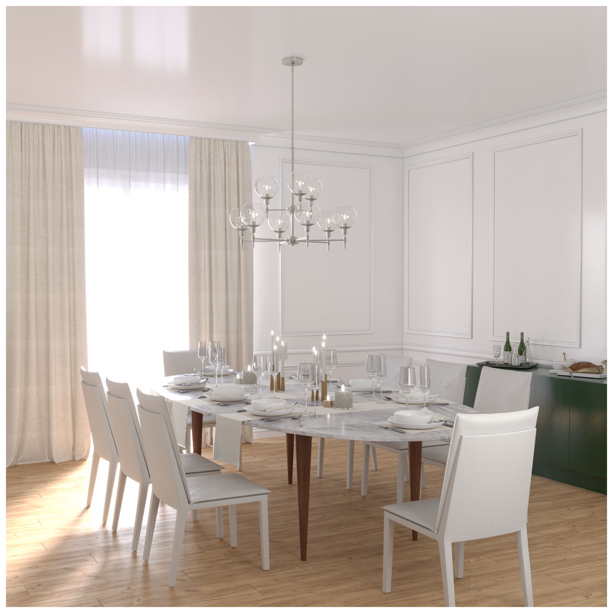 Image 4 Hunter Xidane Brushed Nickel with Clear Glass 9 Light Chandelier more views