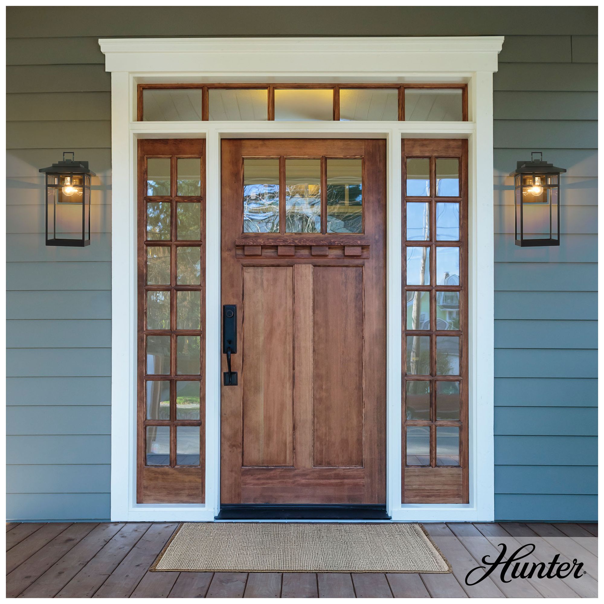 Image 2 Hunter Yancy House Matte Black Outdoor 1 Light Large 17 Inch Wall Light more views