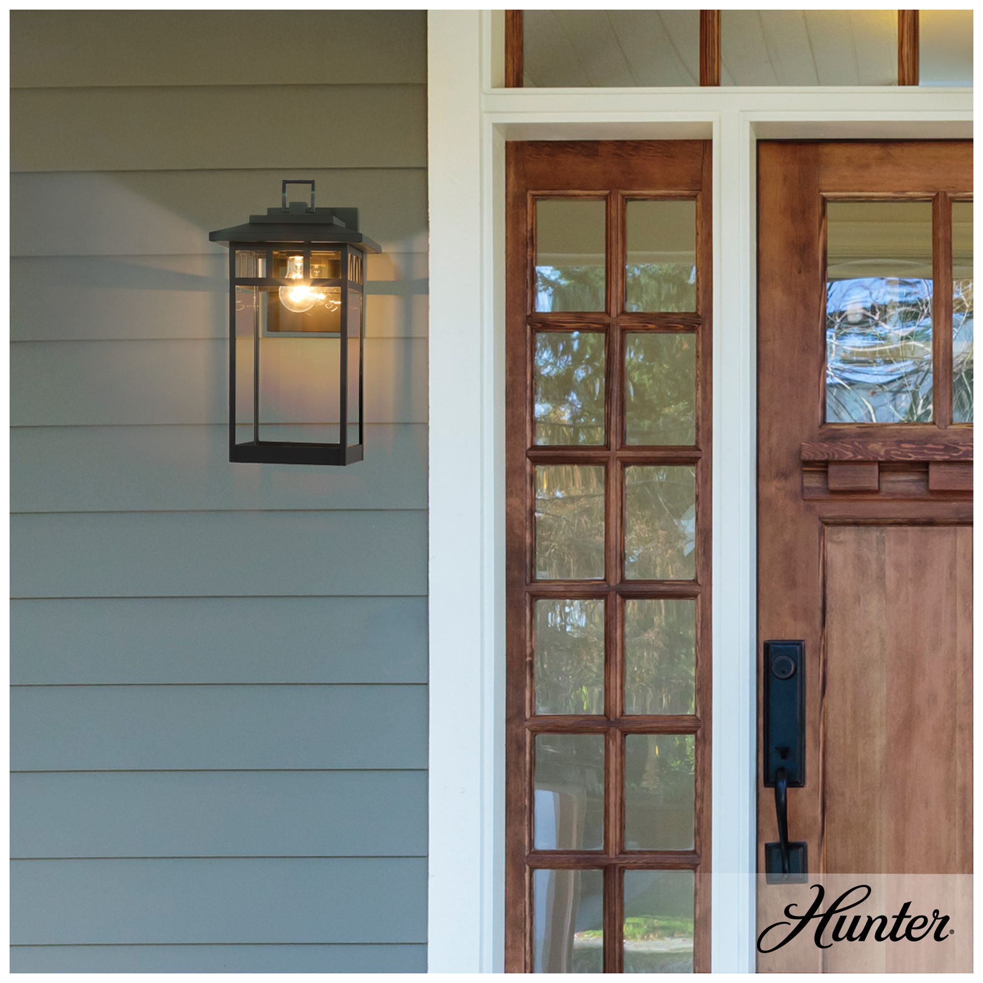 Image 3 Hunter Yancy House Matte Black Outdoor 1 Light Large 17 Inch Wall Light more views