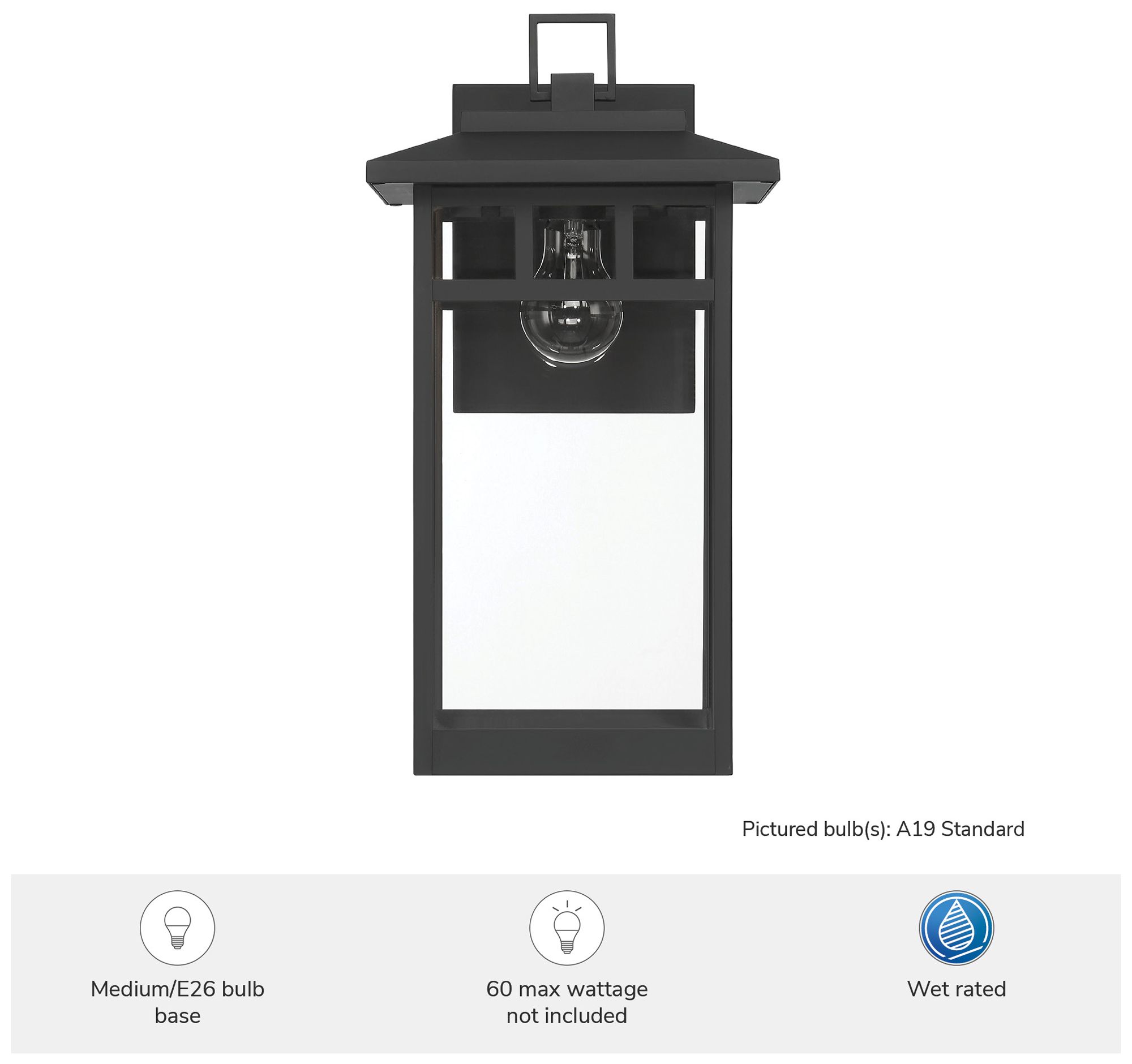 Image 5 Hunter Yancy House Matte Black Outdoor 1 Light Large 17 Inch Wall Light more views