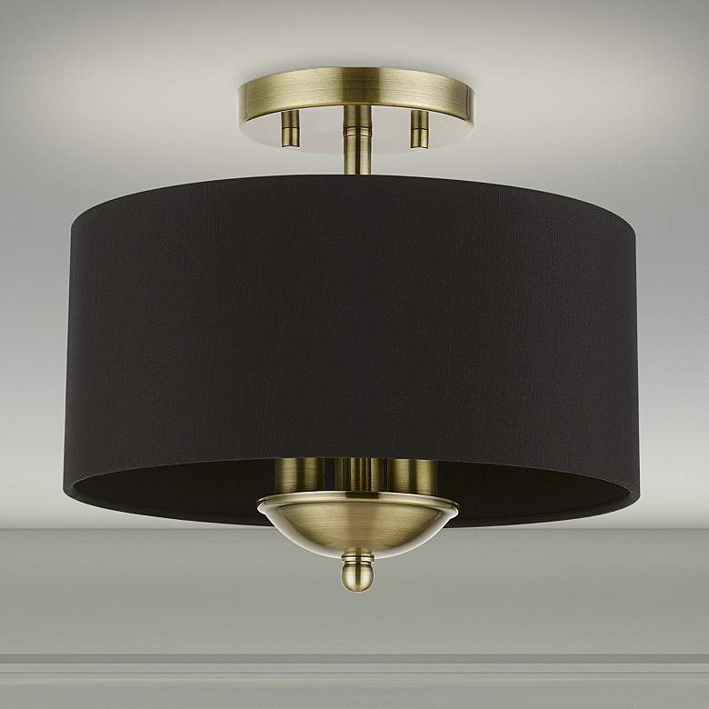 Image 2 Huntington 12" Wide Brass Steel 3-Light Ceiling Light