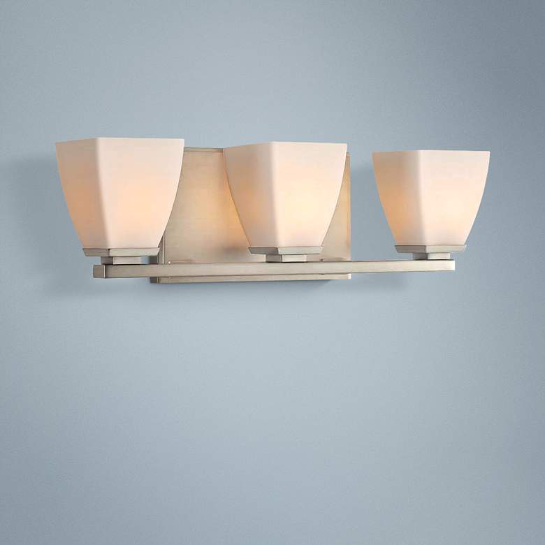 Image 1 Huntington 18 1/2 inch Wide Satin Nickel 3-Light Bath Light