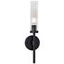 2_Huntington 18" High Black Wall Sconce With Clear Ribbed Glass Shade