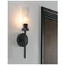 1_Huntington 18" High Black Wall Sconce With Clear Ribbed Glass Shade
