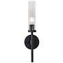 3_Huntington 18" High Black Wall Sconce With Clear Ribbed Glass Shade more views