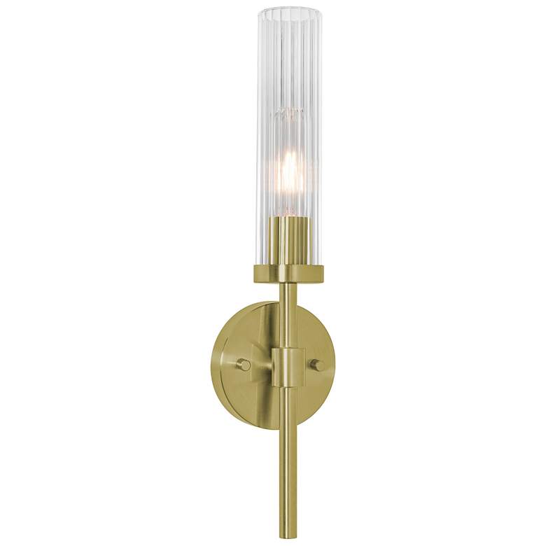 Image 2 Huntington 18" High Light Antique Brass Wall Sconce With Ribbed Glass