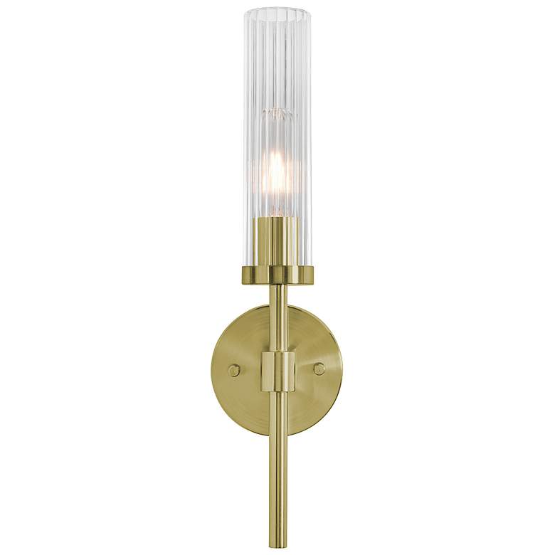 Image 3 Huntington 18" High Light Antique Brass Wall Sconce With Ribbed Glass more views