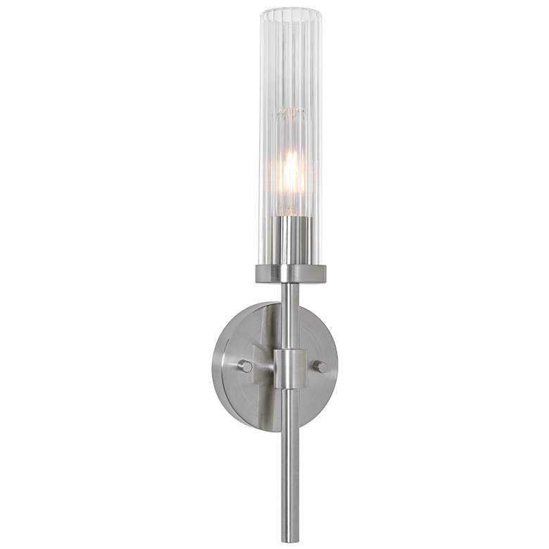 Image 2 Huntington 18" High Satin Nickel Wall Sconce With Clear Ribbed Glass S