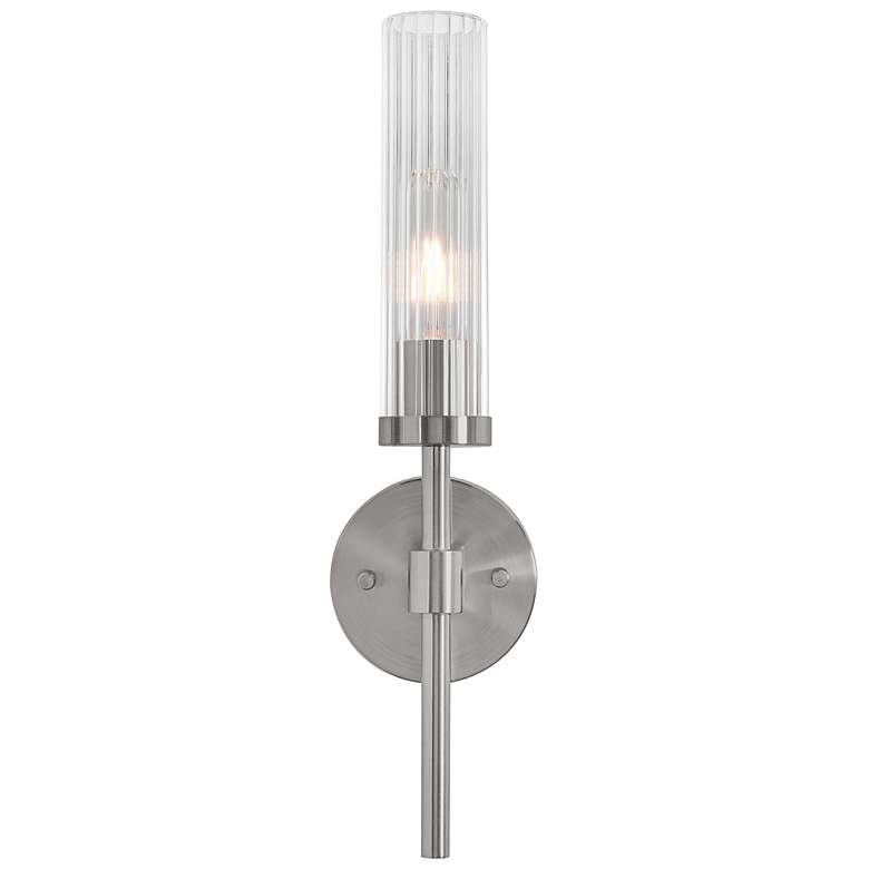 Image 3 Huntington 18" High Satin Nickel Wall Sconce With Clear Ribbed Glass S more views