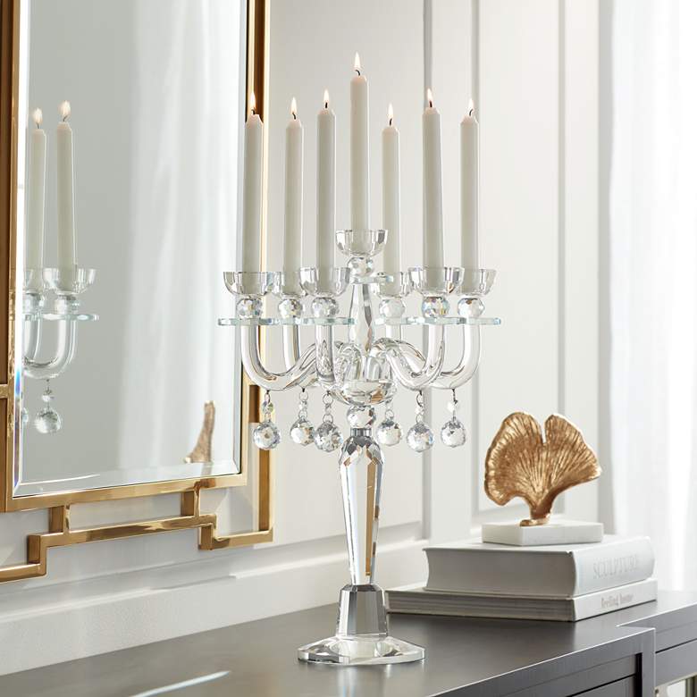 Image 1 Huntington 19" High Crystal Candelabra Taper Candle Holder