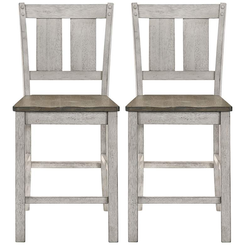 Image 1 Huntington 23 1/4" Brown White Wood Counter Stools Set of 2
