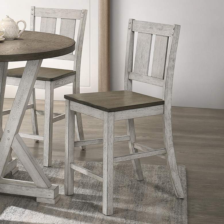 Image 6 Huntington 23 1/4" Brown White Wood Counter Stools Set of 2 more views