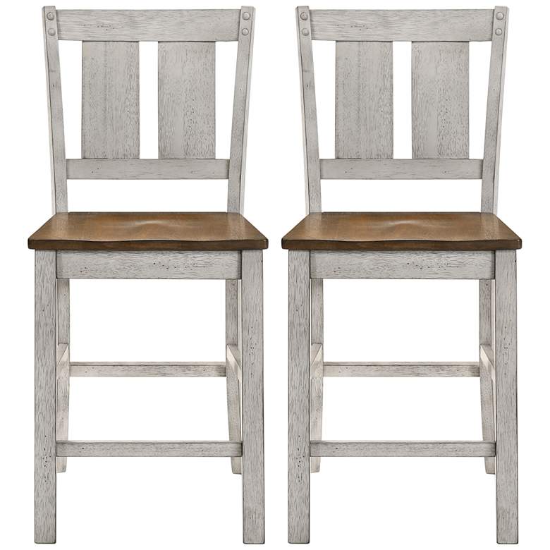 Image 1 Huntington 23 1/4" Oak White Wood Counter Stools Set of 2