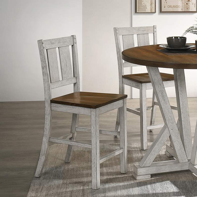 Image 6 Huntington 23 1/4" Oak White Wood Counter Stools Set of 2 more views