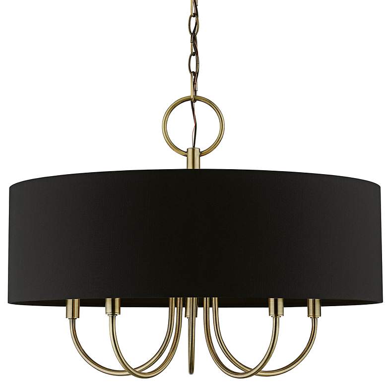 Image 3 Huntington 23" Wide Antique Brass 5-Light Drum Pendant