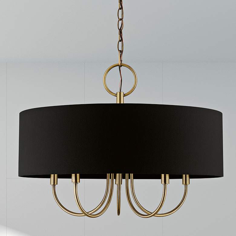 Image 2 Huntington 23" Wide Antique Brass 5-Light Drum Pendant