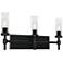 Huntington 24" Wide Black Vanity With Clear Ribbed Glass Shade