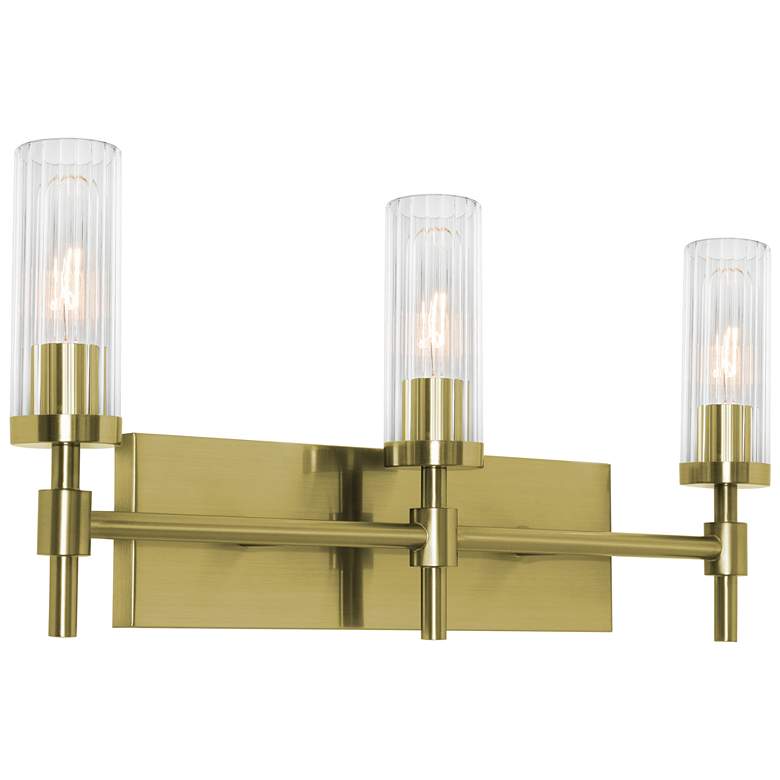Image 2 Huntington 24" Wide Light Antique Brass Vanity With Ribbed Glass Shade