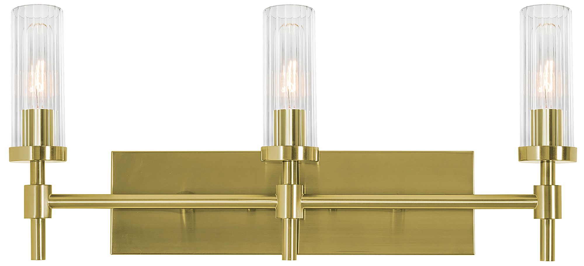 Image 3 Huntington 24" Wide Light Antique Brass Vanity With Ribbed Glass Shade more views