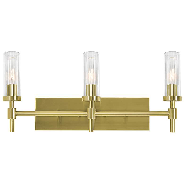 Image 3 Huntington 24" Wide Light Antique Brass Vanity With Ribbed Glass Shade more views