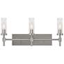 3_Huntington 24" Wide Satin Nickel Vanity With Clear Ribbed Glass Shade more views