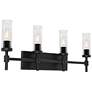 2_Huntington 30" Wide Black Vanity With Clear Ribbed Glass Shade