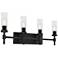 Huntington 30" Wide Black Vanity With Clear Ribbed Glass Shade